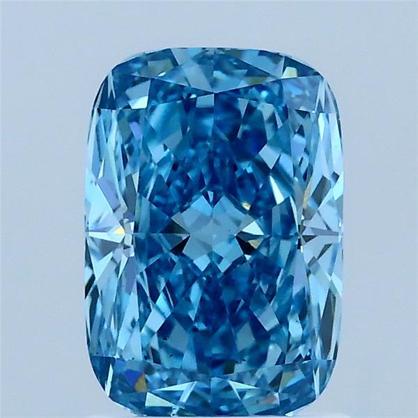 1.43 Carat Cushion Lab Grown Diamond, Fancy Vivid Blue Color, VS2 Clarity
