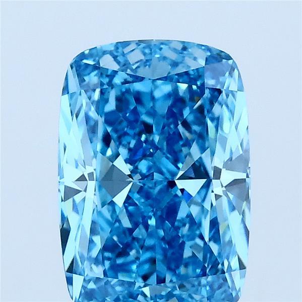 2.00 Carat Cushion Lab Grown Diamond, Fancy Vivid Blue Color, VVS2 Clarity