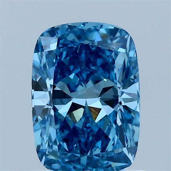 1.21 Carat Cushion Lab Grown Diamond, Fancy Vivid Blue Color, VVS2 Clarity