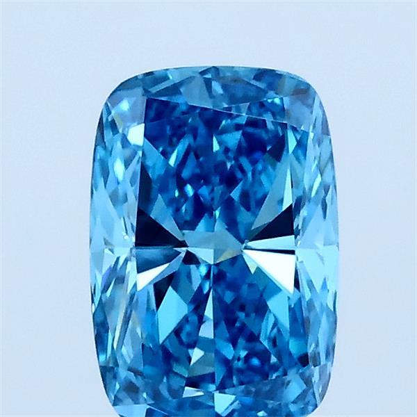 1.00 Carat Cushion Lab Grown Diamond, Fancy Vivid Blue Color, VS1 Clarity