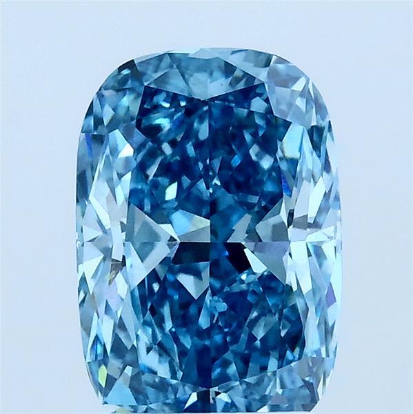2.03 Carat Cushion Lab Grown Diamond, Fancy Vivid Blue Color, VS1 Clarity