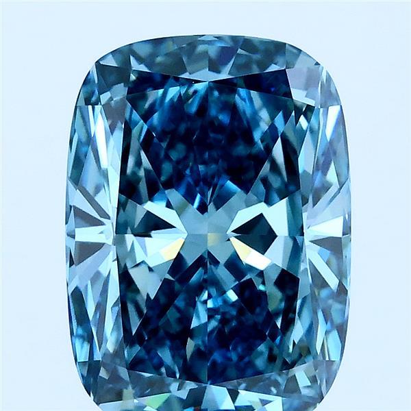 4.02 Carat Cushion Lab Grown Diamond, Fancy Vivid Blue Color, VVS1 Clarity