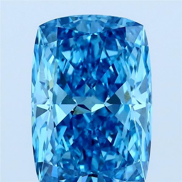 2.04 Carat Cushion Lab Grown Diamond, Fancy Vivid Blue Color, VS1 Clarity
