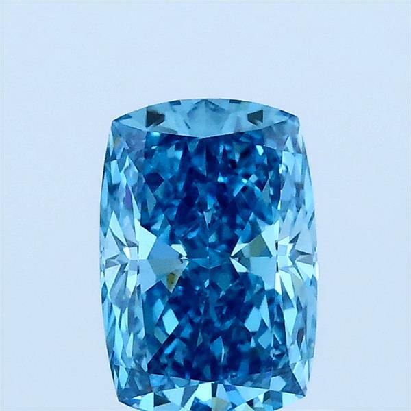 1.00 Carat Cushion Lab Grown Diamond, Fancy Vivid Blue Color, VVS2 Clarity