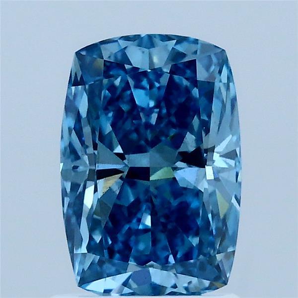 1.50 Carat Cushion Lab Grown Diamond, Fancy Vivid Blue Color, VS2 Clarity