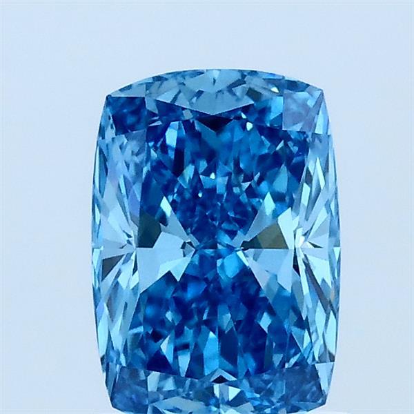 1.03 Carat Cushion Lab Grown Diamond, Fancy Vivid Blue Color, VS1 Clarity