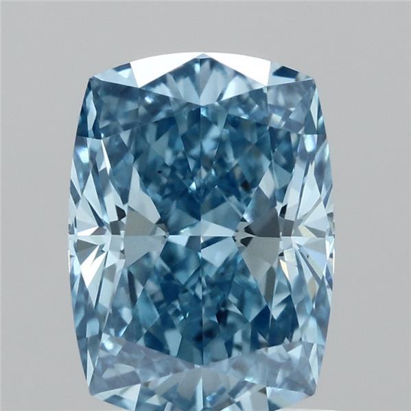 1.51 Carat Cushion Lab Grown Diamond, Fancy Vivid Blue Color, VS1 Clarity