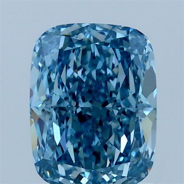 1.51 Carat Cushion Lab Grown Diamond, Fancy Vivid Blue Color, VVS2 Clarity