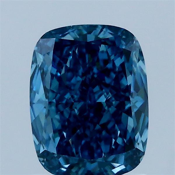 1.45 Carat Cushion Lab Grown Diamond, Fancy Vivid Blue Color, VVS2 Clarity