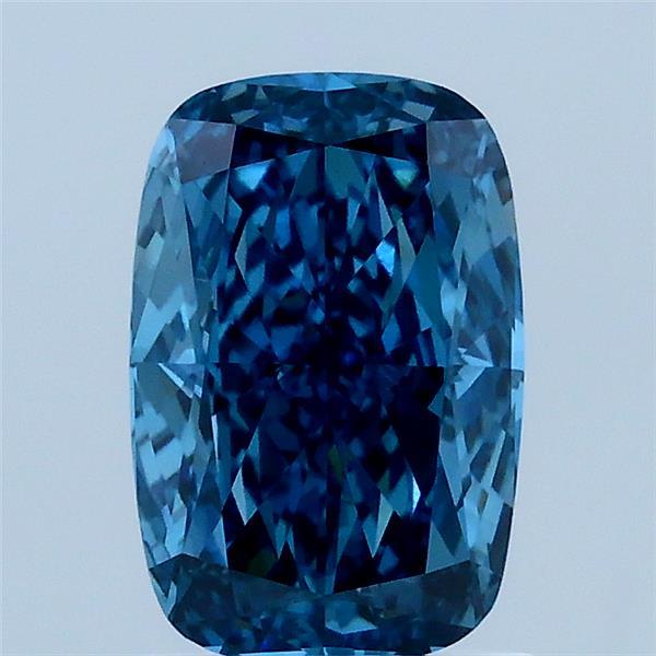 1.50 Carat Cushion Lab Grown Diamond, Fancy Vivid Blue Color, VS1 Clarity