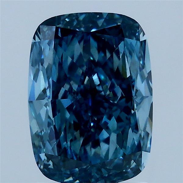 2.12 Carat Cushion Lab Grown Diamond, Fancy Vivid Blue Color, VS1 Clarity