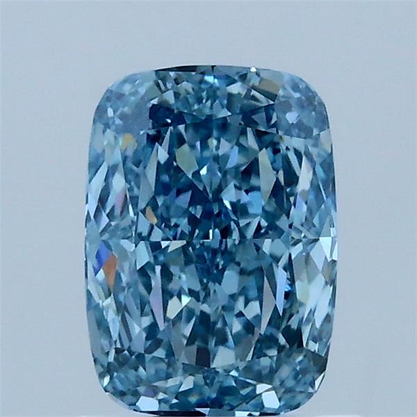 1.07 Carat Cushion Lab Grown Diamond, Fancy Vivid Blue Color, VVS2 Clarity