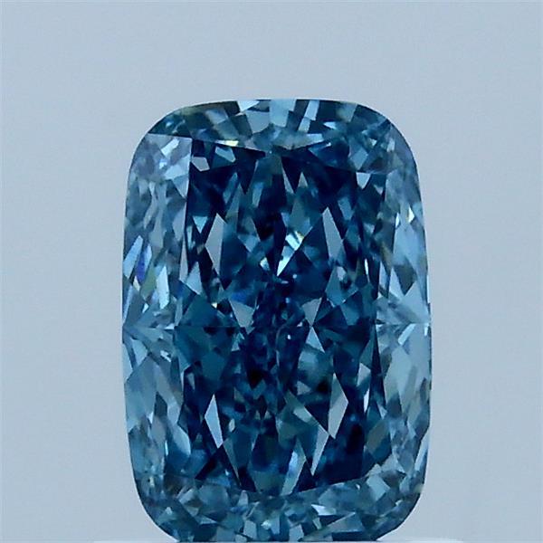 0.98 Carat Cushion Lab Grown Diamond, Fancy Vivid Blue Color, VS1 Clarity