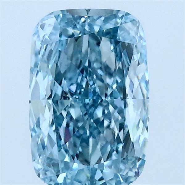 1.55 Carat Cushion Lab Grown Diamond, Fancy Vivid Blue Color, VVS2 Clarity