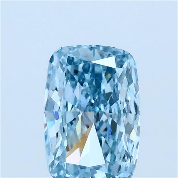 0.75 Carat Cushion Lab Grown Diamond, Fancy Vivid Blue Color, VS1 Clarity