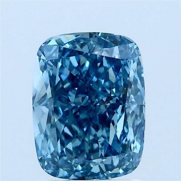 1.51 Carat Cushion Lab Grown Diamond, Fancy Vivid Blue Color, VS1 Clarity