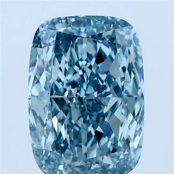1.52 Carat Cushion Lab Grown Diamond, Fancy Vivid Greenish Blue Color, VVS2 Clarity