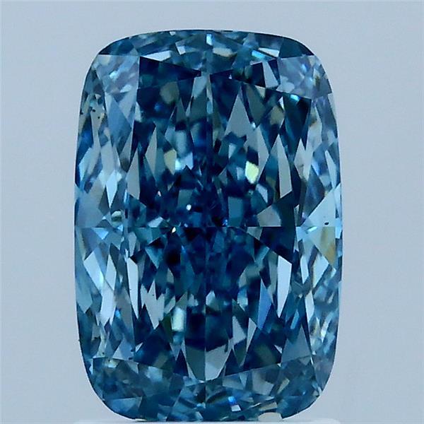 1.81 Carat Cushion Lab Grown Diamond, Fancy Vivid Blue Color, VS1 Clarity
