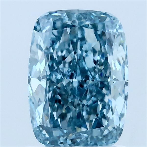 1.60 Carat Cushion Lab Grown Diamond, Fancy Vivid Blue Color, VS1 Clarity