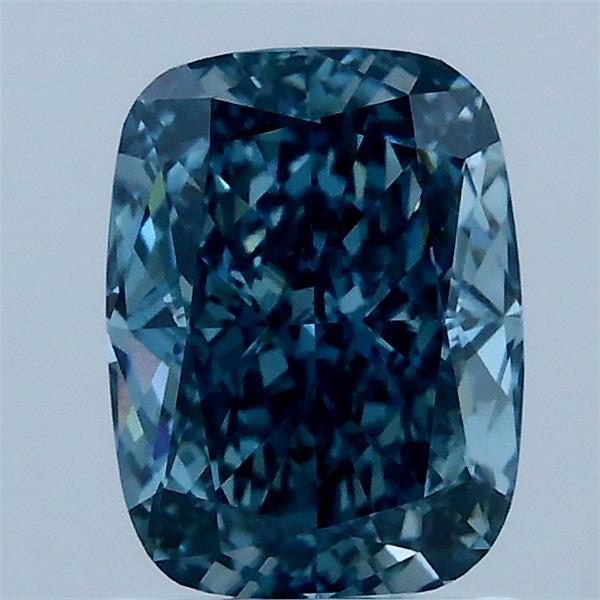 1.56 Carat Cushion Lab Grown Diamond, Fancy Vivid Blue Color, VVS2 Clarity
