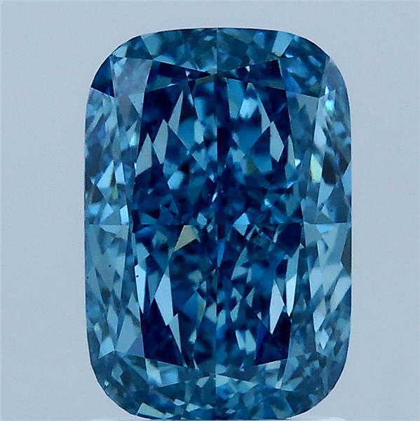 2.05 Carat Cushion Lab Grown Diamond, Fancy Vivid Blue Color, VS1 Clarity