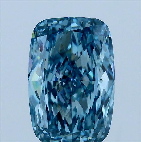 2.13 Carat Cushion Lab Grown Diamond, Fancy Vivid Blue Color, VVS2 Clarity