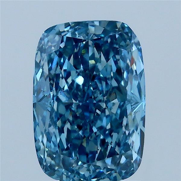 2.08 Carat Cushion Lab Grown Diamond, Fancy Vivid Blue Color, VS2 Clarity