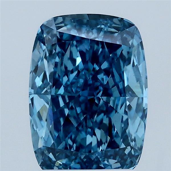 2.09 Carat Cushion Lab Grown Diamond, Fancy Vivid Blue Color, VS1 Clarity