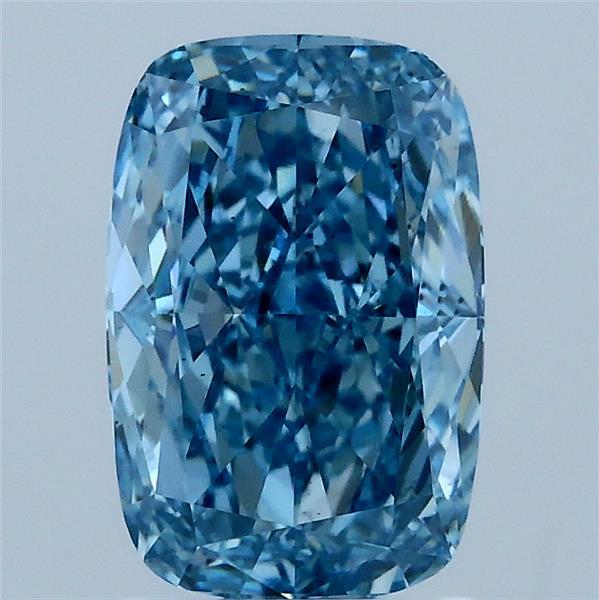 2.07 Carat Cushion Lab Grown Diamond, Fancy Vivid Blue Color, VS2 Clarity