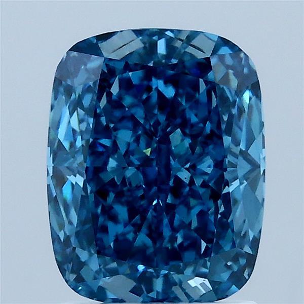 2.03 Carat Cushion Lab Grown Diamond, Fancy Vivid Blue Color, VS1 Clarity