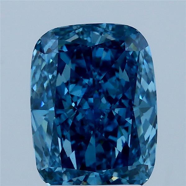 2.61 Carat Cushion Lab Grown Diamond, Fancy Vivid Blue Color, VS1 Clarity