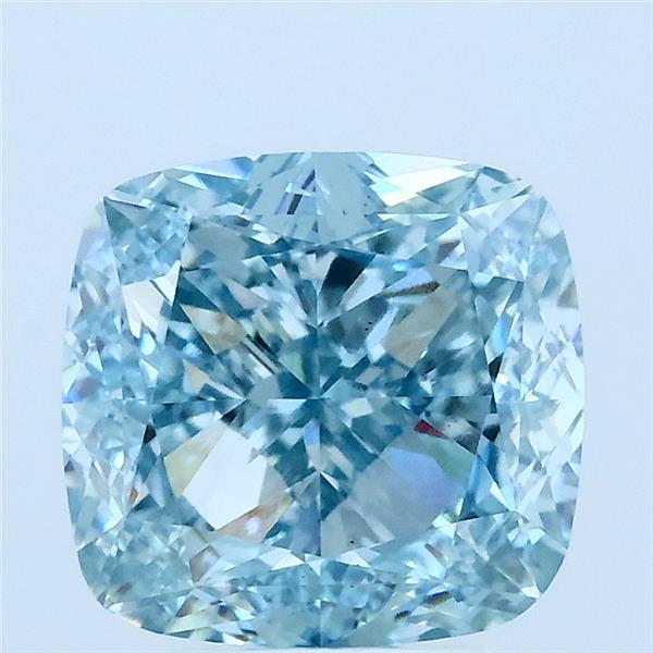 4.06 Carat Cushion Lab Grown Diamond, Fancy Vivid Blue Color, VS1 Clarity