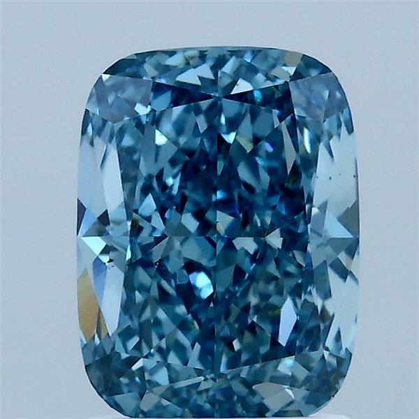 2.03 Carat Cushion Lab Grown Diamond, Fancy Vivid Blue Color, VS2 Clarity