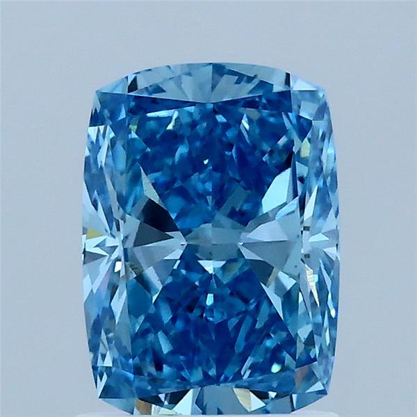 1.51 Carat Cushion Lab Grown Diamond, Fancy Vivid Blue Color, VS1 Clarity