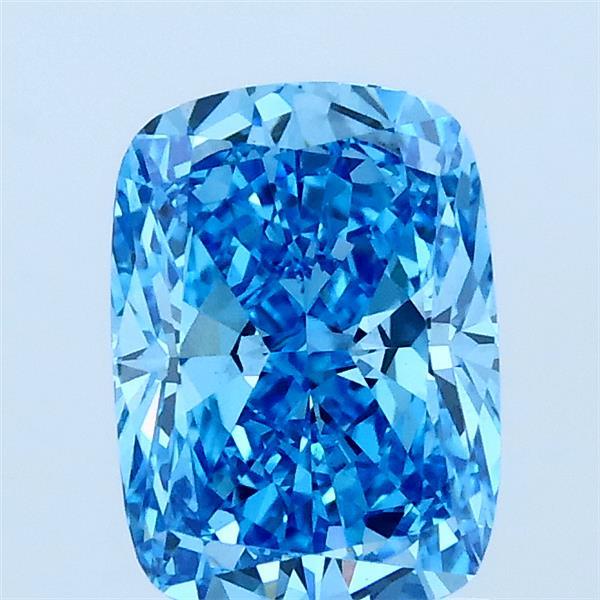 1.51 Carat Cushion Lab Grown Diamond, Fancy Vivid Blue Color, VVS2 Clarity