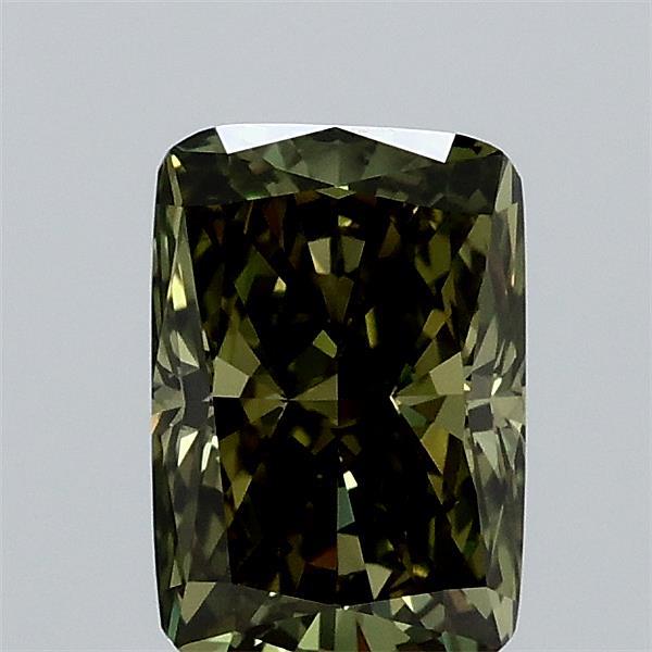1.05 Carat Cushion Lab Grown Diamond, Fancy Vivid Green Color, VVS2 Clarity
