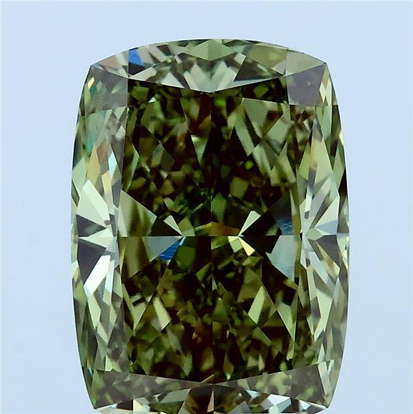 4.00 Carat Cushion Lab Grown Diamond, Fancy Vivid Green Color, VVS2 Clarity