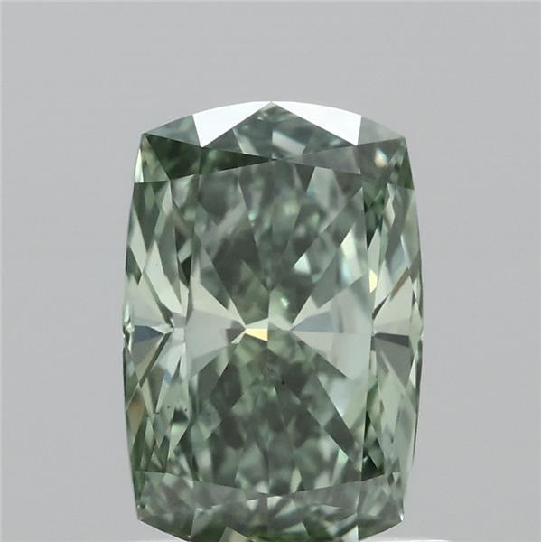 1.01 Carat Cushion Lab Grown Diamond, Fancy Vivid Green Color, VS1 Clarity