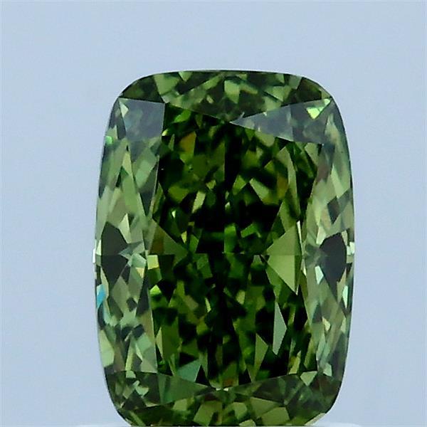 1.12 Carat Cushion Lab Grown Diamond, Fancy Vivid Green Color, VS1 Clarity