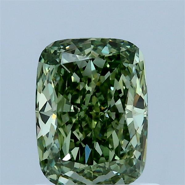 1.06 Carat Cushion Lab Grown Diamond, Fancy Vivid Green Color, VVS2 Clarity