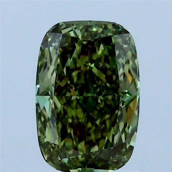 1.53 Carat Cushion Lab Grown Diamond, Fancy Vivid Green Color, VS1 Clarity