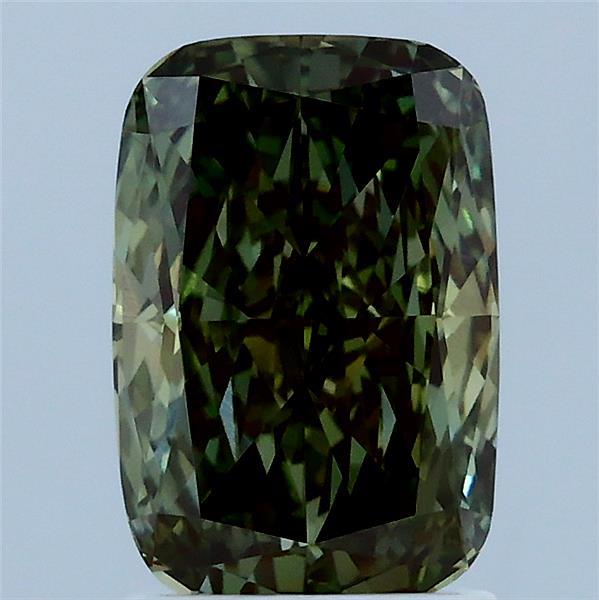 2.09 Carat Cushion Lab Grown Diamond, Fancy Intense Green Color, VVS2 Clarity