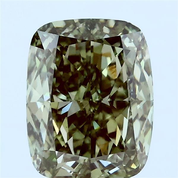 2.02 Carat Cushion Lab Grown Diamond, Fancy Intense Green Color, VS1 Clarity