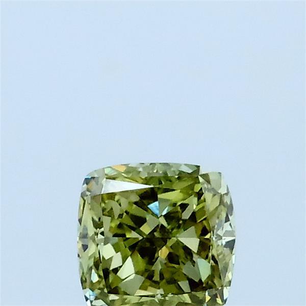 0.52 Carat Cushion Lab Grown Diamond, Fancy Intense Yellowish Green Color, VS1 Clarity