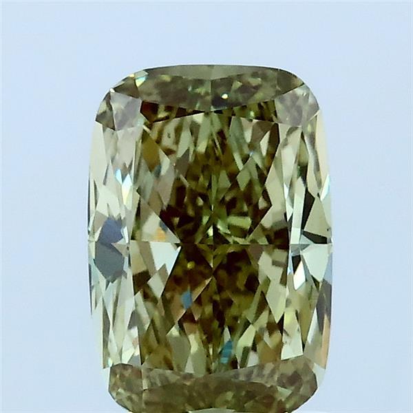 1.52 Carat Cushion Lab Grown Diamond, Fancy Vivid Green Color, VS1 Clarity