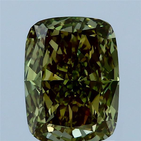 2.10 Carat Cushion Lab Grown Diamond, Fancy Vivid Green Color, VS2 Clarity