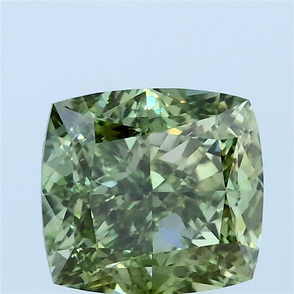 2.03 Carat Cushion Lab Grown Diamond, Fancy Vivid Green Color, VS1 Clarity