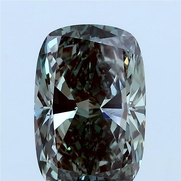 2.00 Carat Cushion Lab Grown Diamond, Fancy Green Color, VS1 Clarity