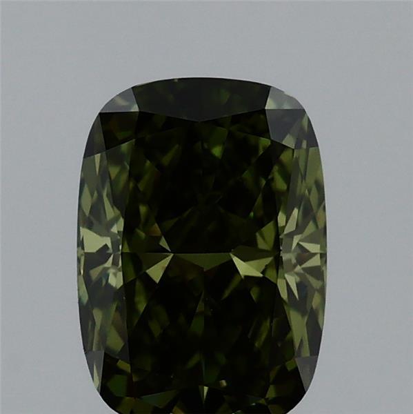 1.03 Carat Cushion Lab Grown Diamond, Fancy Vivid Green Color, VS1 Clarity
