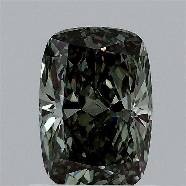 1.05 Carat Cushion Lab Grown Diamond, Fancy Vivid Green Color, VS1 Clarity